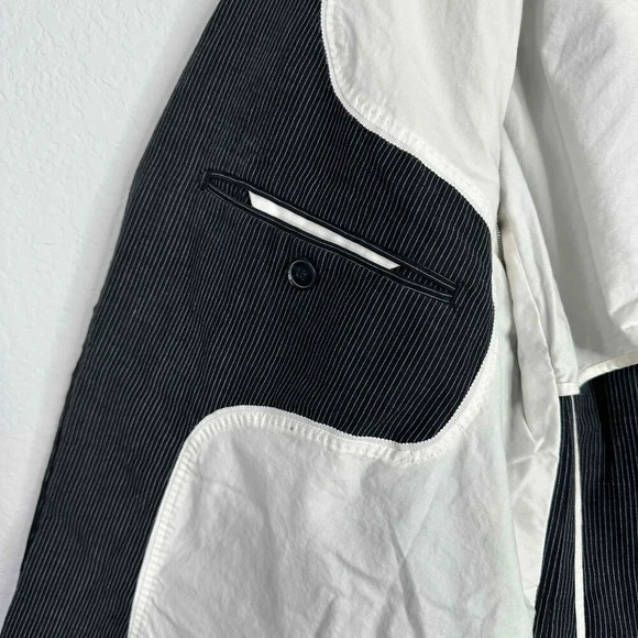 Club Monaco Blazer Men's Size 38 Black Pinstripe Linen Blend Career Casual - Picture 10 of 12